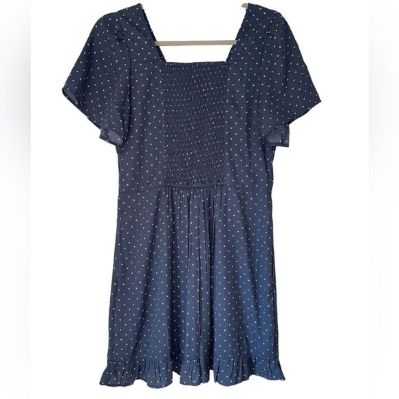 Abercrombie and Fitch Women’s Size Medium Blue Polka Dot Dress Flutter Sleeve - Picture 3 of 10